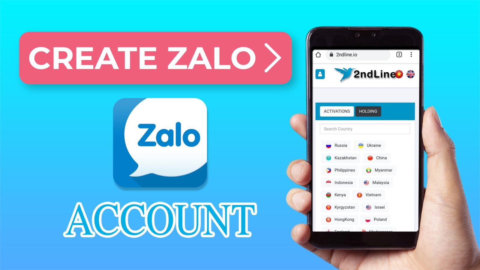 Instructions to create a zalo account at 2ndLine.io